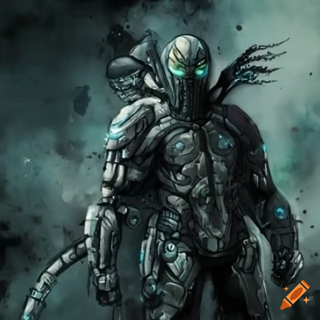 Image of a gray steel cyborg superhero