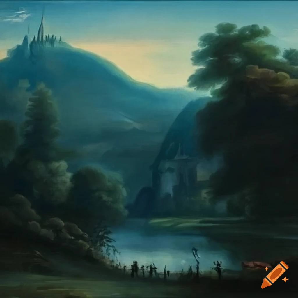 Painting of german landscape with castles
