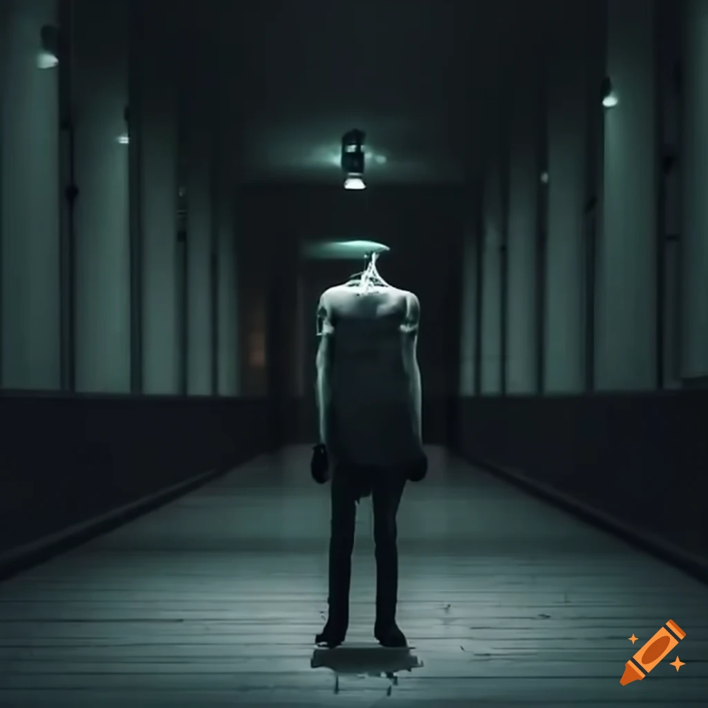 spooky man in an empty shopping mall