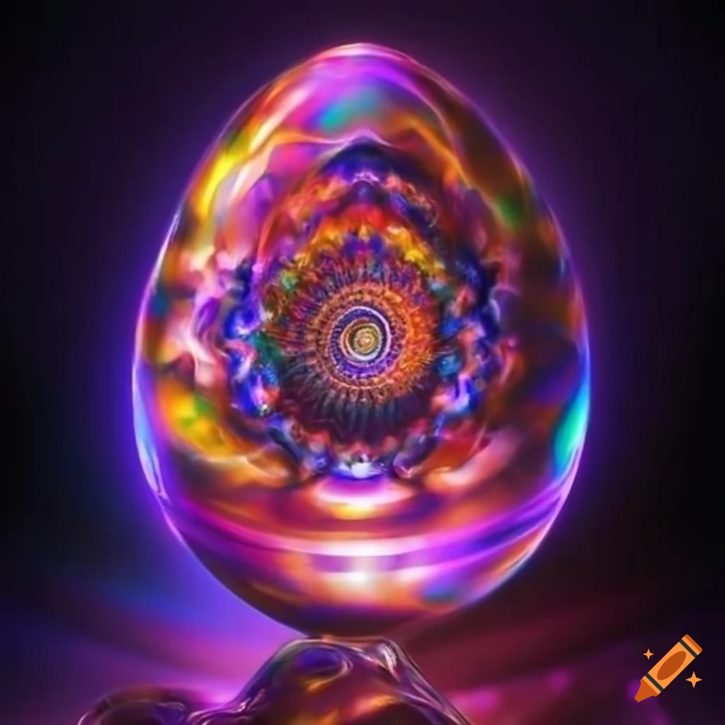 Image of a crystal egg in vibrant colors on craiyon
