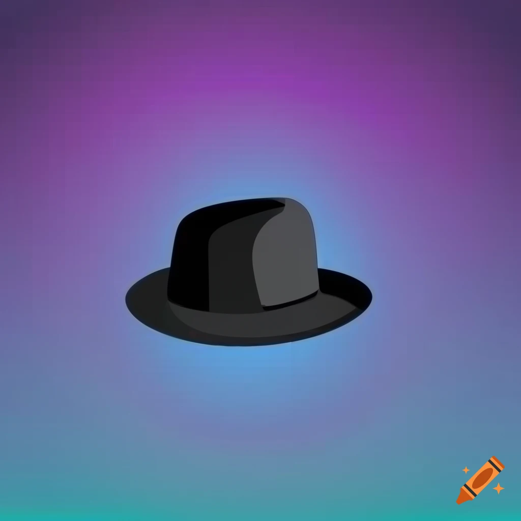 blue and purple background with black hat icon