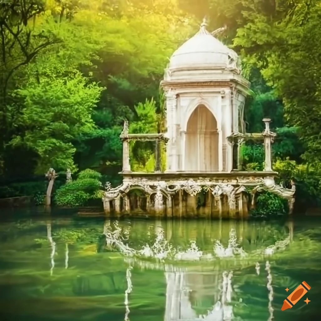 lush garden with beautiful architecture in Venice