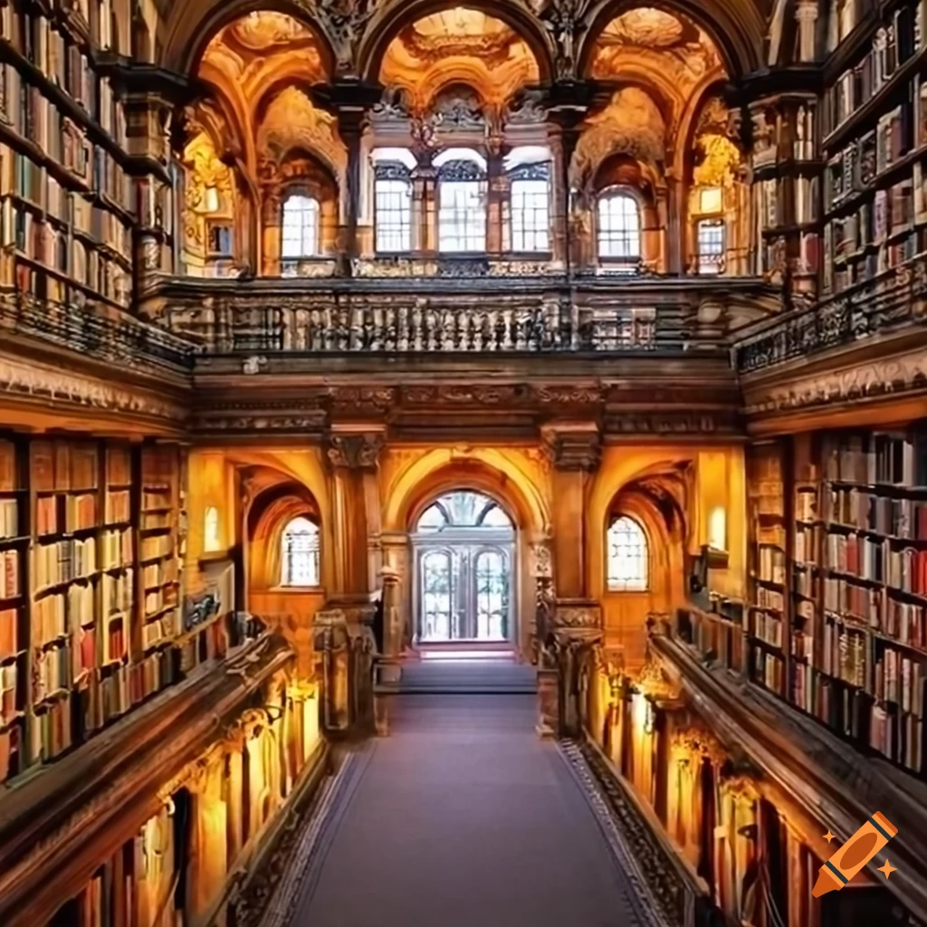 Cozy library with autumn view through a window on Craiyon