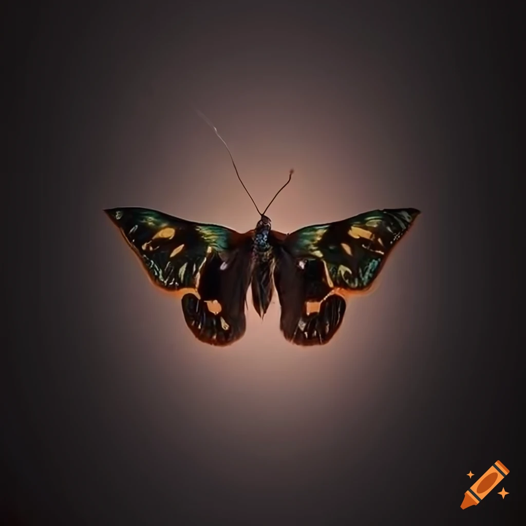 detailed propaganda-style artwork with moth motif