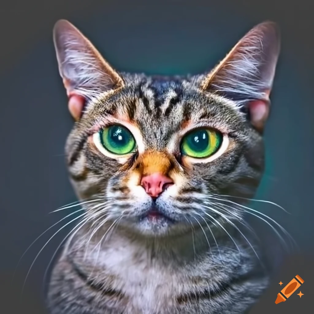impressionistic close-up of a cat with big eyes