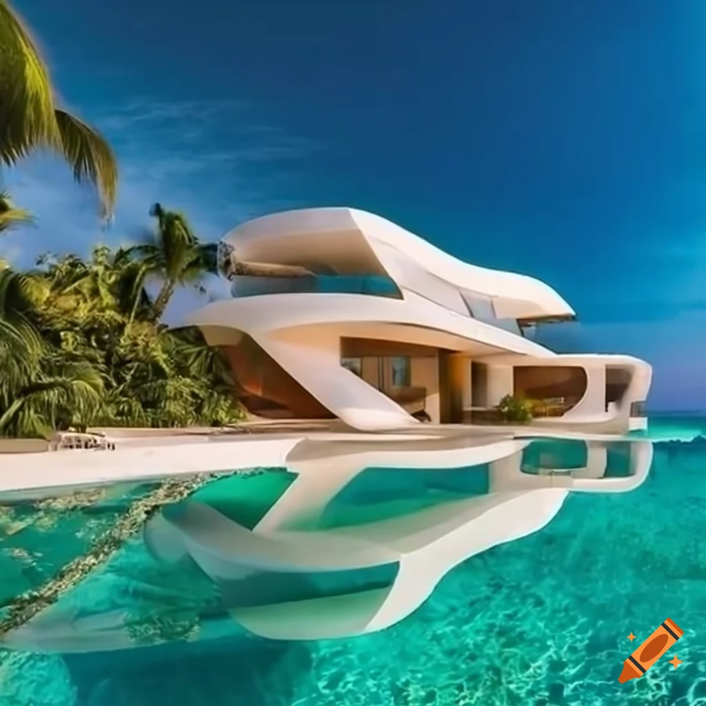 a futuristic villa on a hillside in Cancun