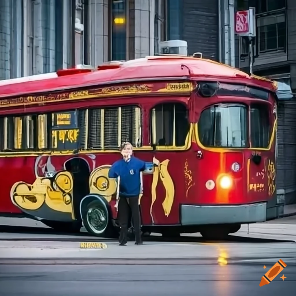 Trolley bus painted like a train in Toronto on Craiyon