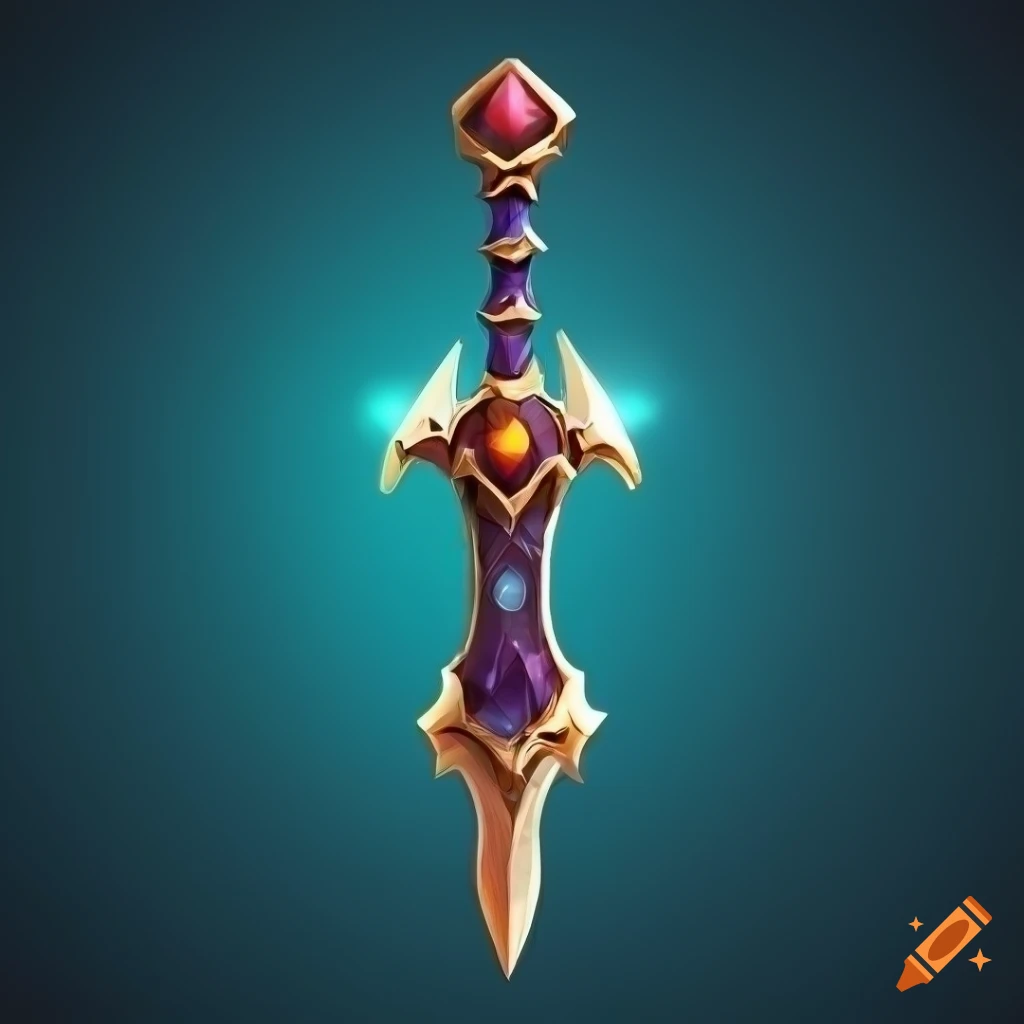 cartoon style elemental sword with crystals