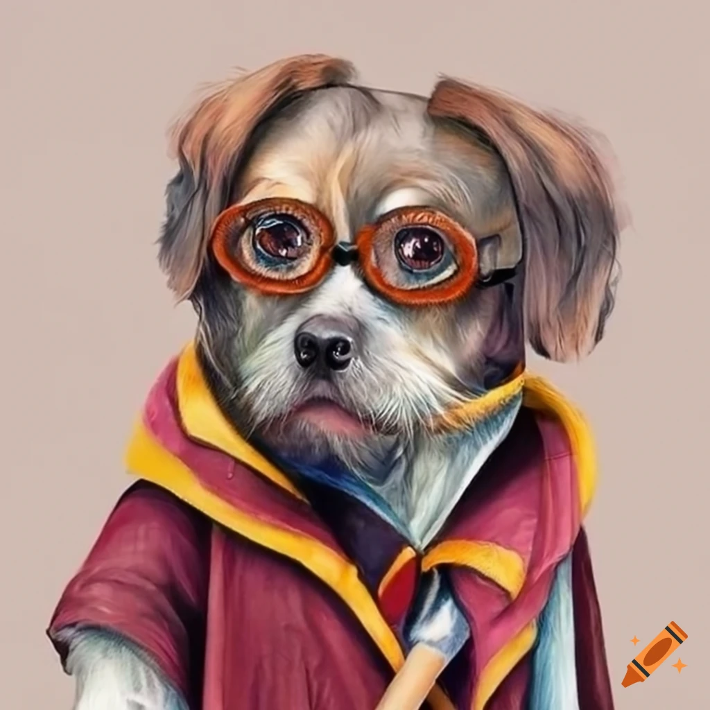 Dog dressed as harry potter on Craiyon
