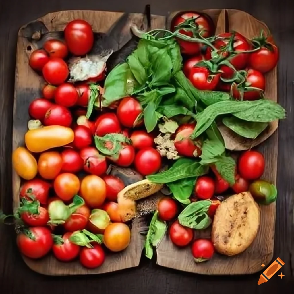 Arrangement of tomatoes on a table on craiyon