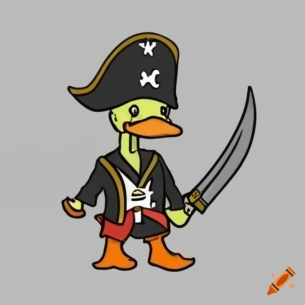 drawing of a pirate duck with a sword