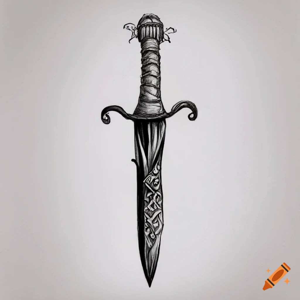 Black work tattoo art hand drawn engraving style medieval knife, dagger,  sword for flesh body art. Vintage sketch edged antique weapons. Vector.  Stock Vector | Adobe Stock