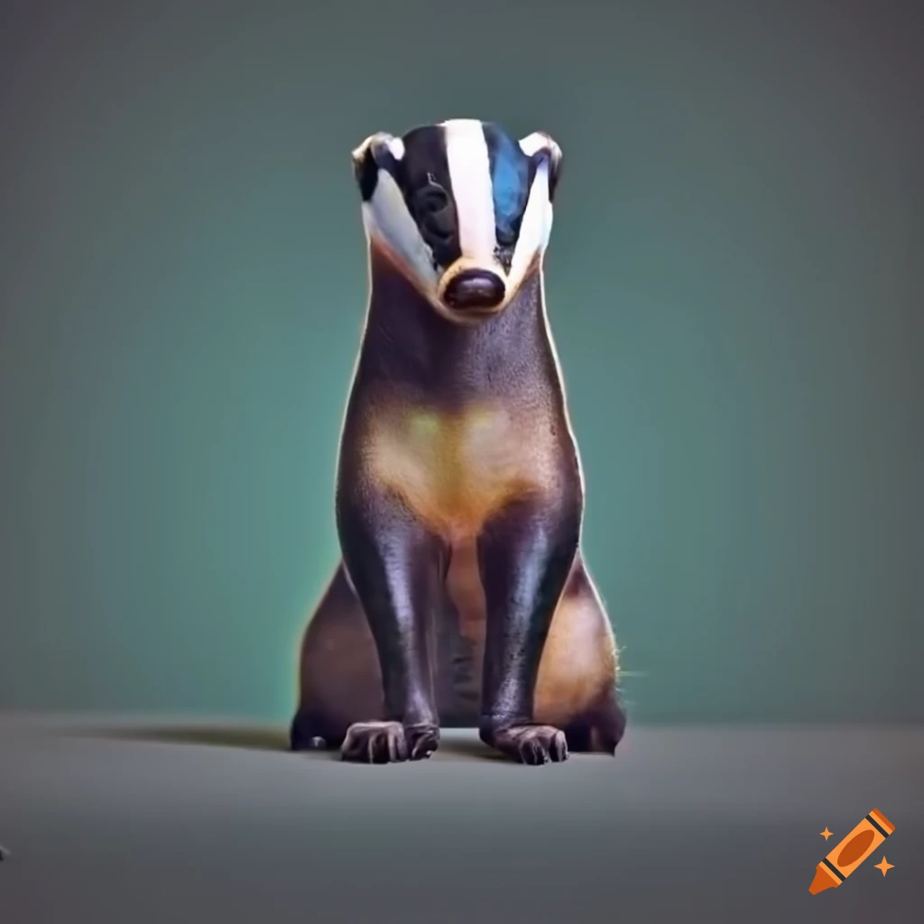 Studio photo of a eurasian badger in a lycra body suit on Craiyon
