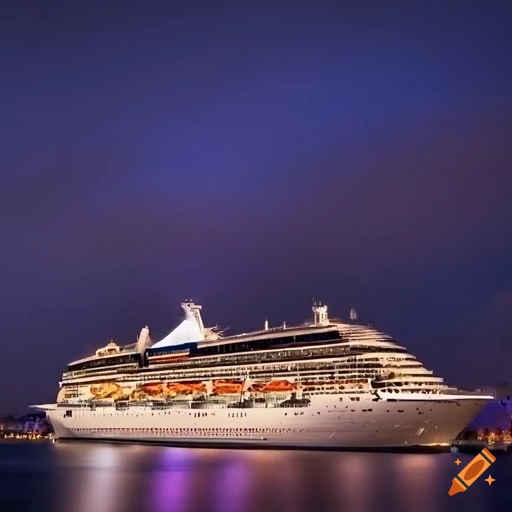 night view of a cruise ship