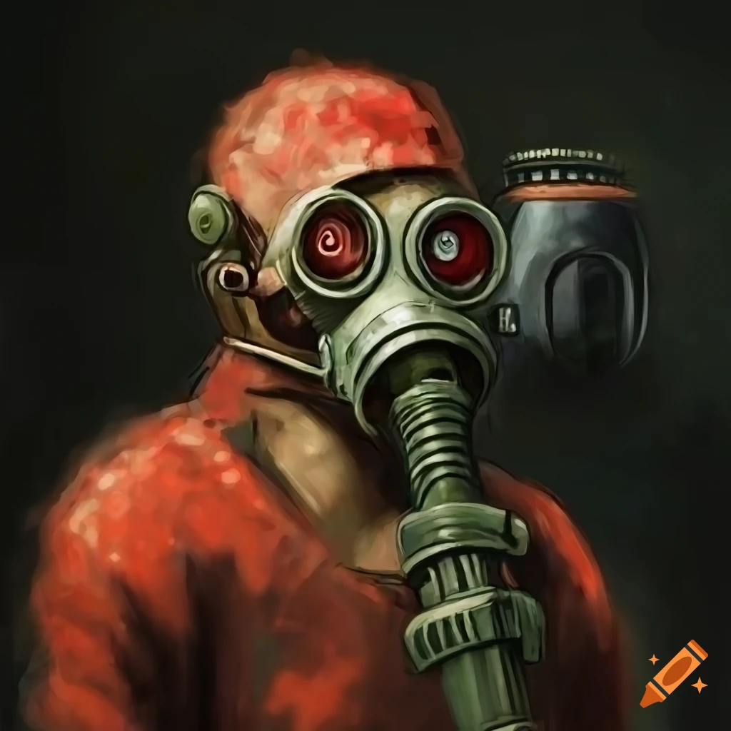 with gas mask and war gear on Craiyon