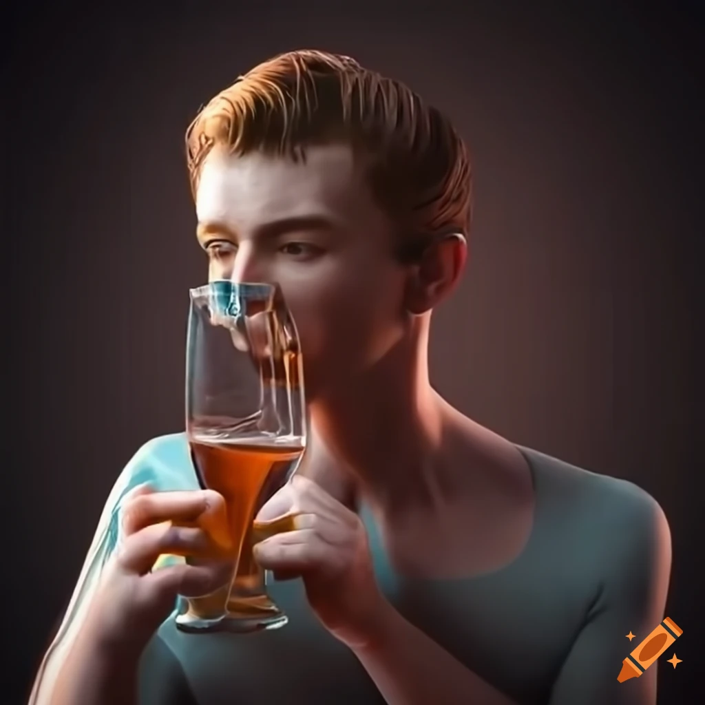 Realistic image of a man enjoying a drink in a pub