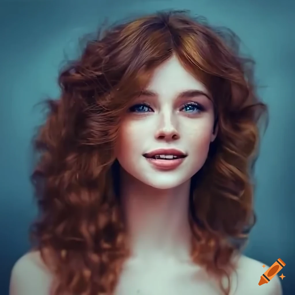 Portrait of a woman with delicate freckles and chestnut hair on Craiyon