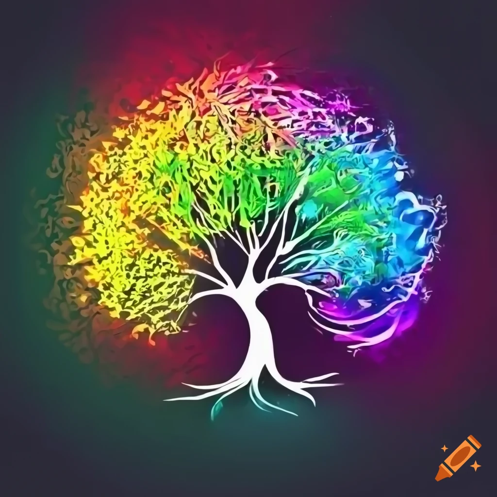 Tree Of Life Logo With Rainbow Colored Leaves On Craiyon
