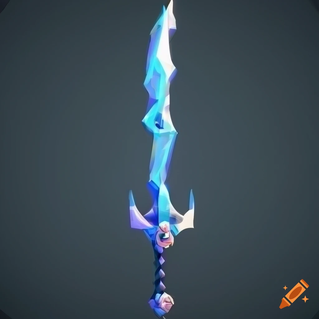 cartoon style elemental sword with crystals