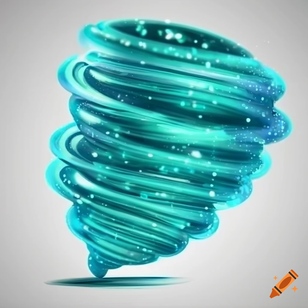 cartoon illustration of a glittering turquoise tornado