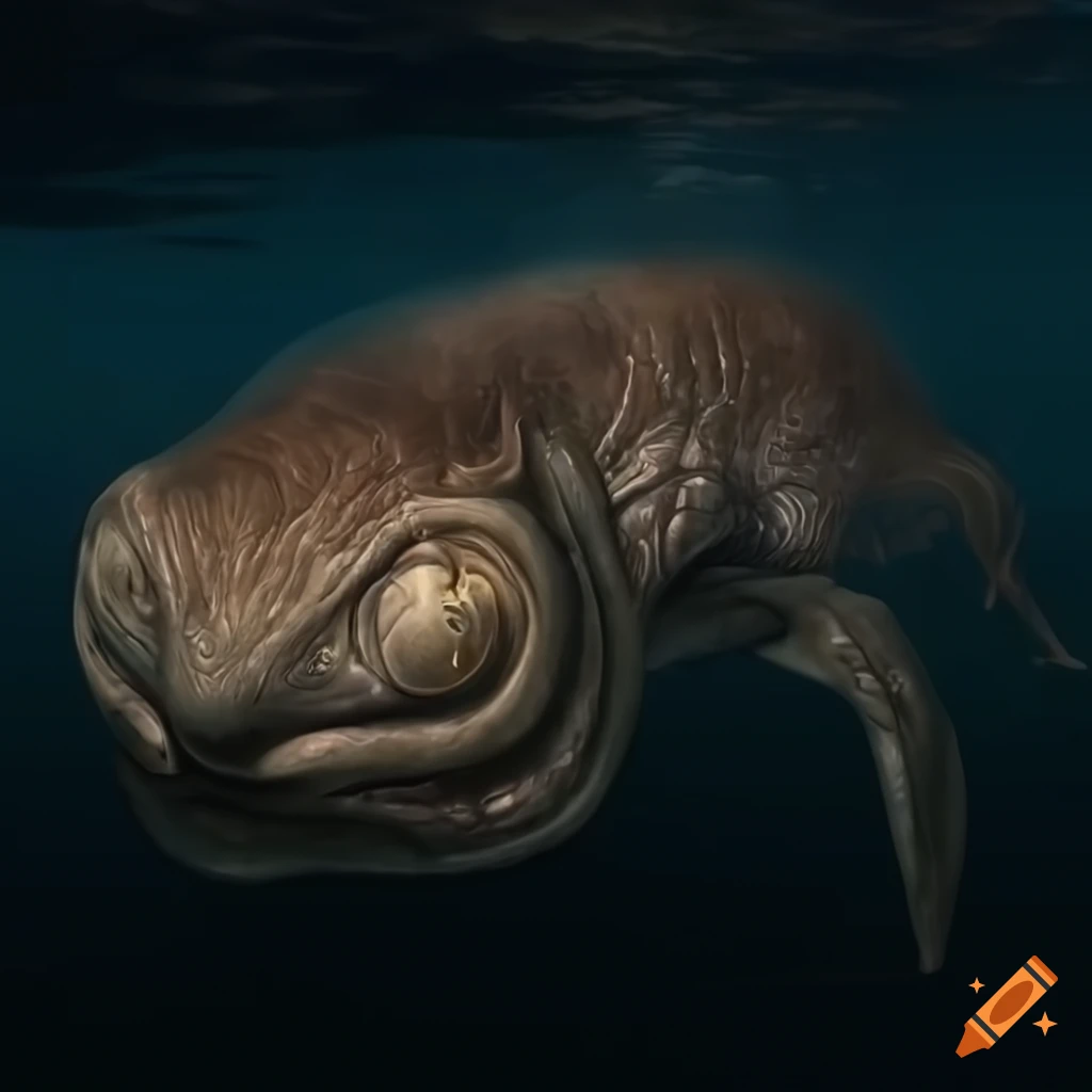 T. rex blob fish hybrid in the swimming in the ctop