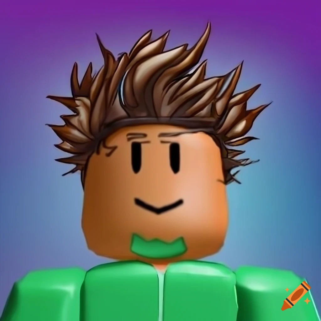 Drawing of a light skinned roblox avatar with spiky brown hair