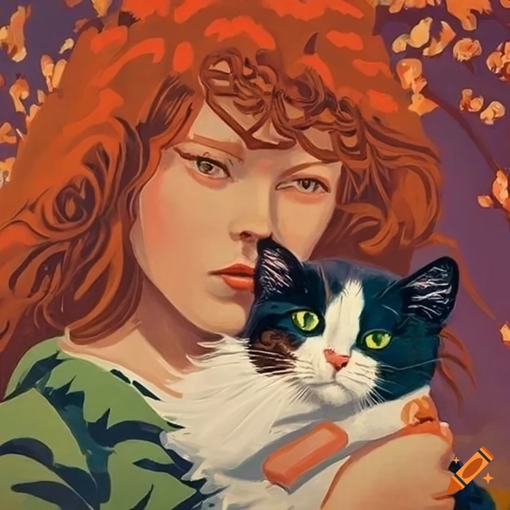 Redhead Girl With A Black And White Cat In A Garden On Craiyon redhead-girl-with-a-black-and-white-cat-in-a-garden-on-craiyon