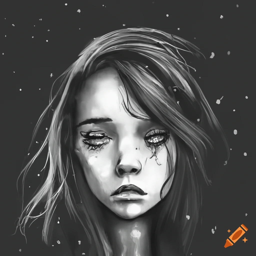 abstrato triste beleza mulher chorando linha arte desenho 7315760