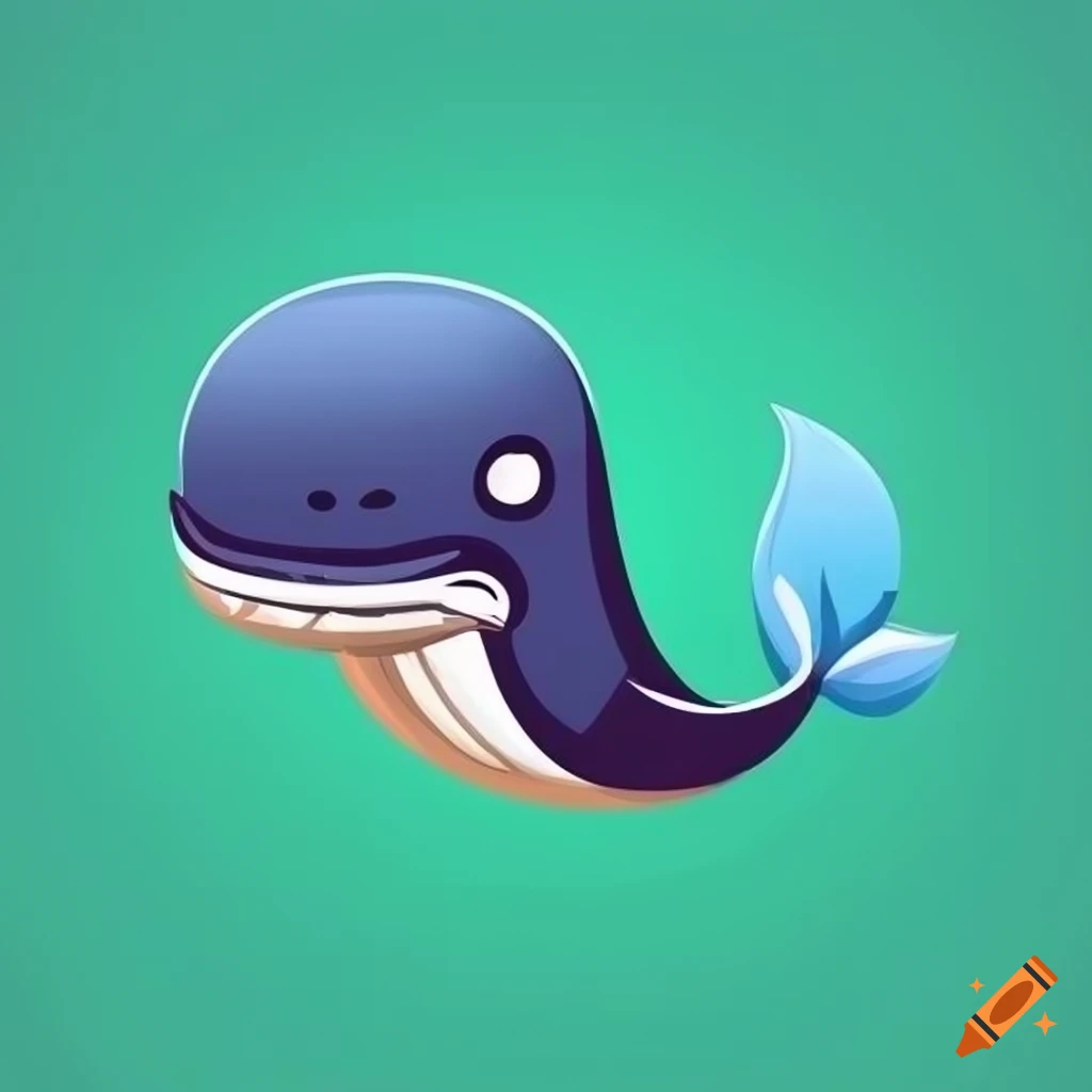 playful 2D whale mascot logo design