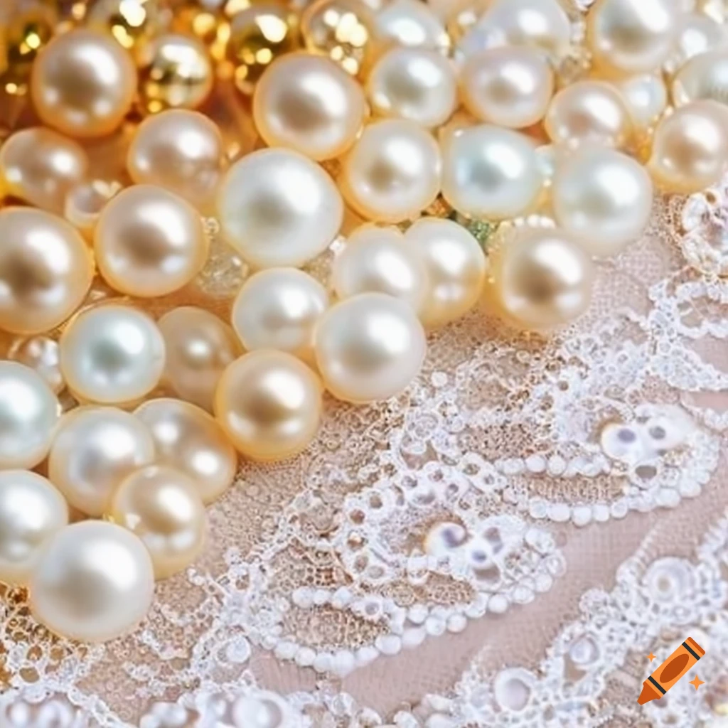 White lace background with pearls on Craiyon