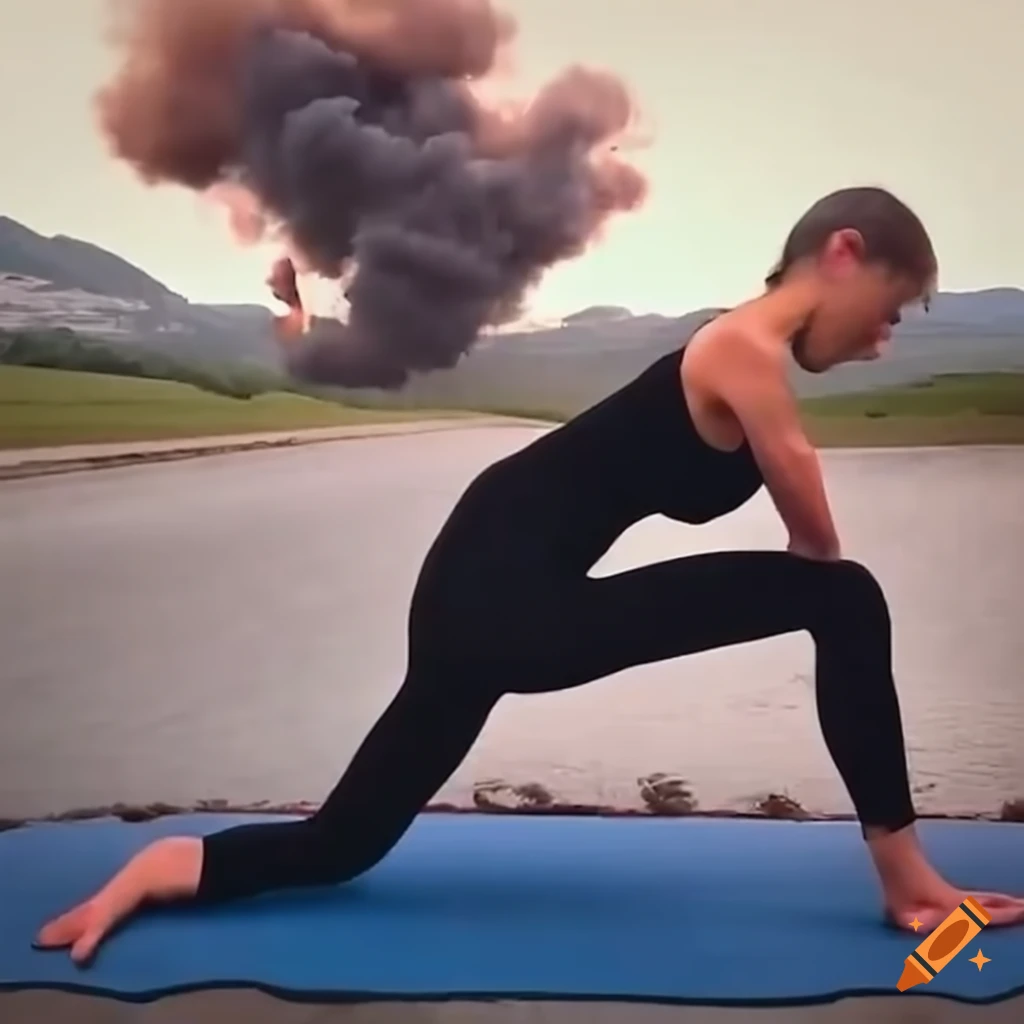 Image of a person doing one-legged king pigeon pose yoga on Craiyon