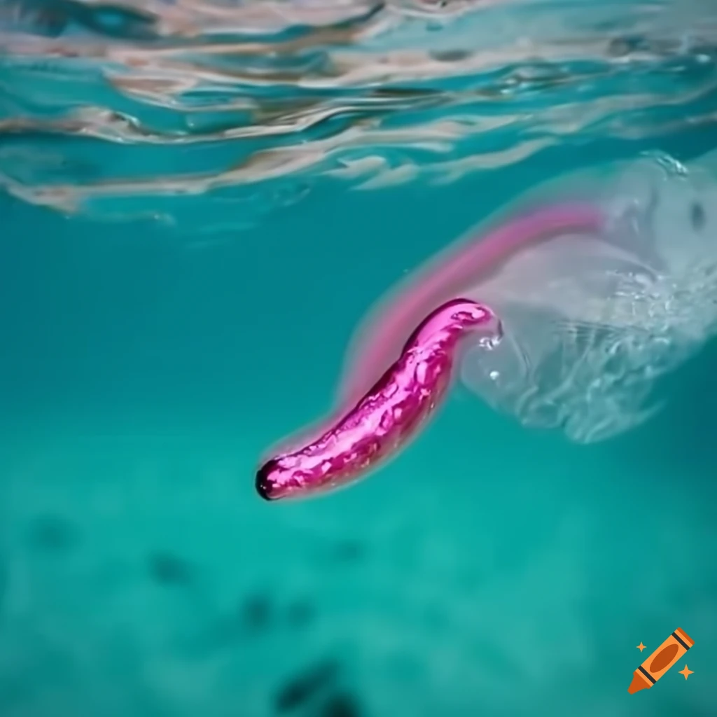 Pink Leach Pink leeches swimming in clear blue water on Craiyon