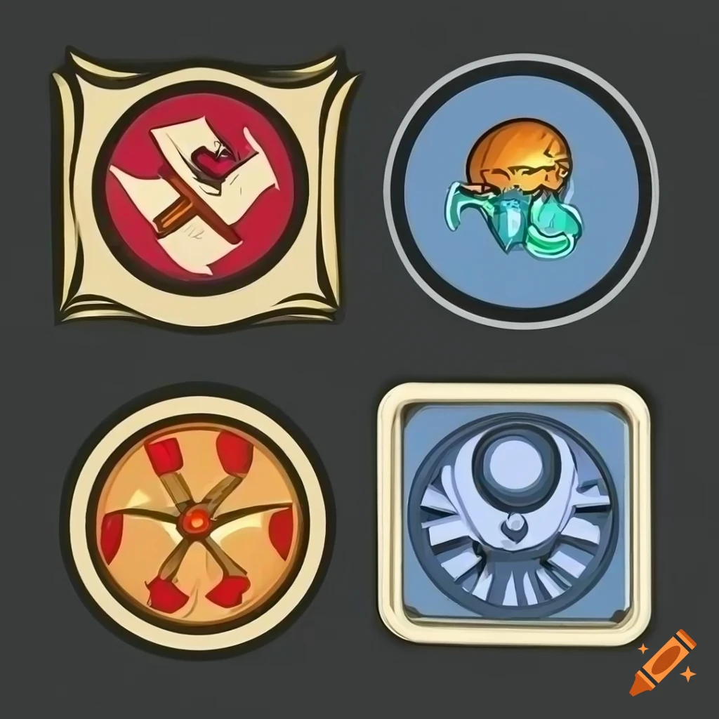 set of square merit badges on black background