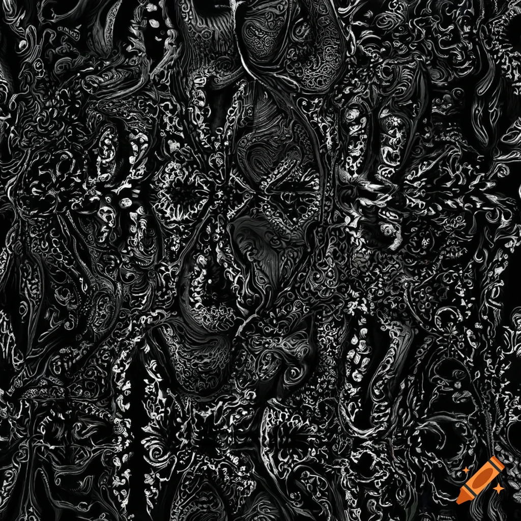 abstract dark patterns on a black canvas