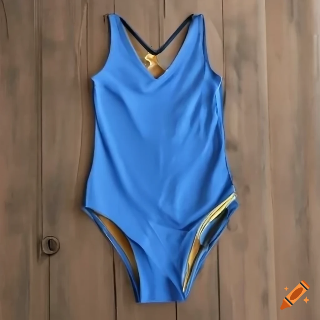 blue swimsuits laid out on a desk
