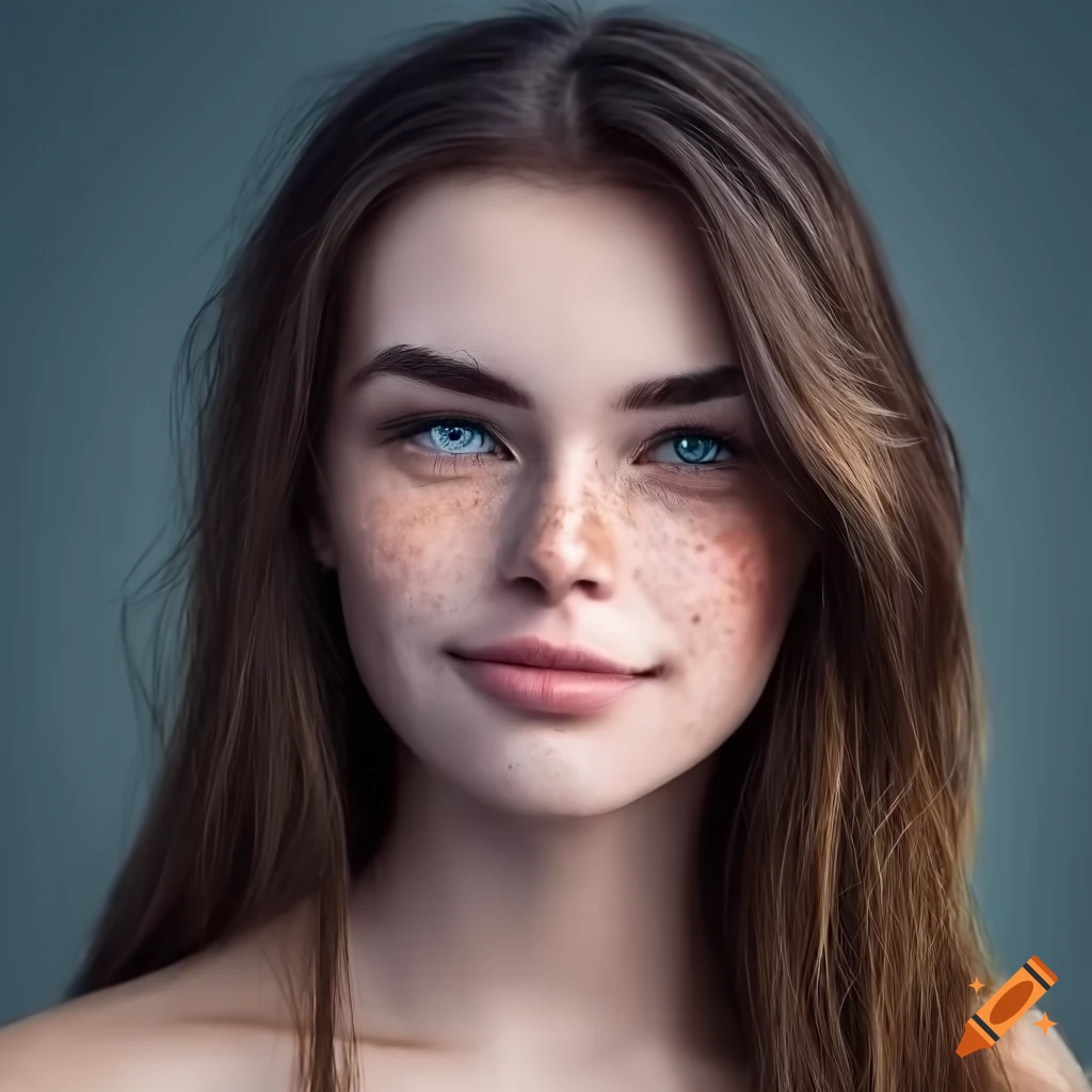 portrait of a beautiful woman with delicate freckles