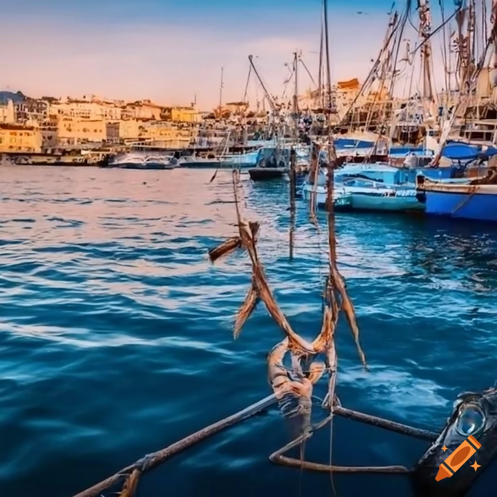 port of Marseille with boats and sunny weather