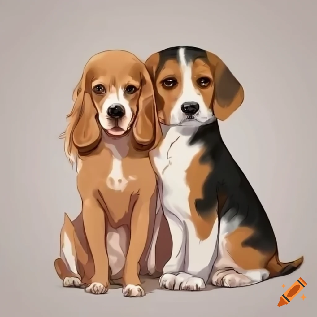 Cute Puppy Dog Love, Cartoon Anime Kawaii Chibi Animals Series - Puppy Dog  Print 09