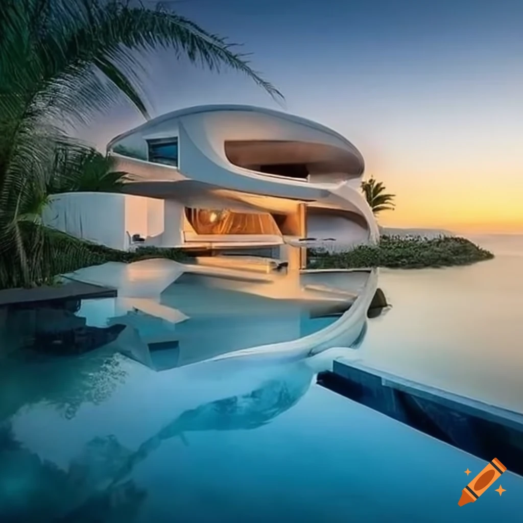 futuristic house in Cancun with beach view