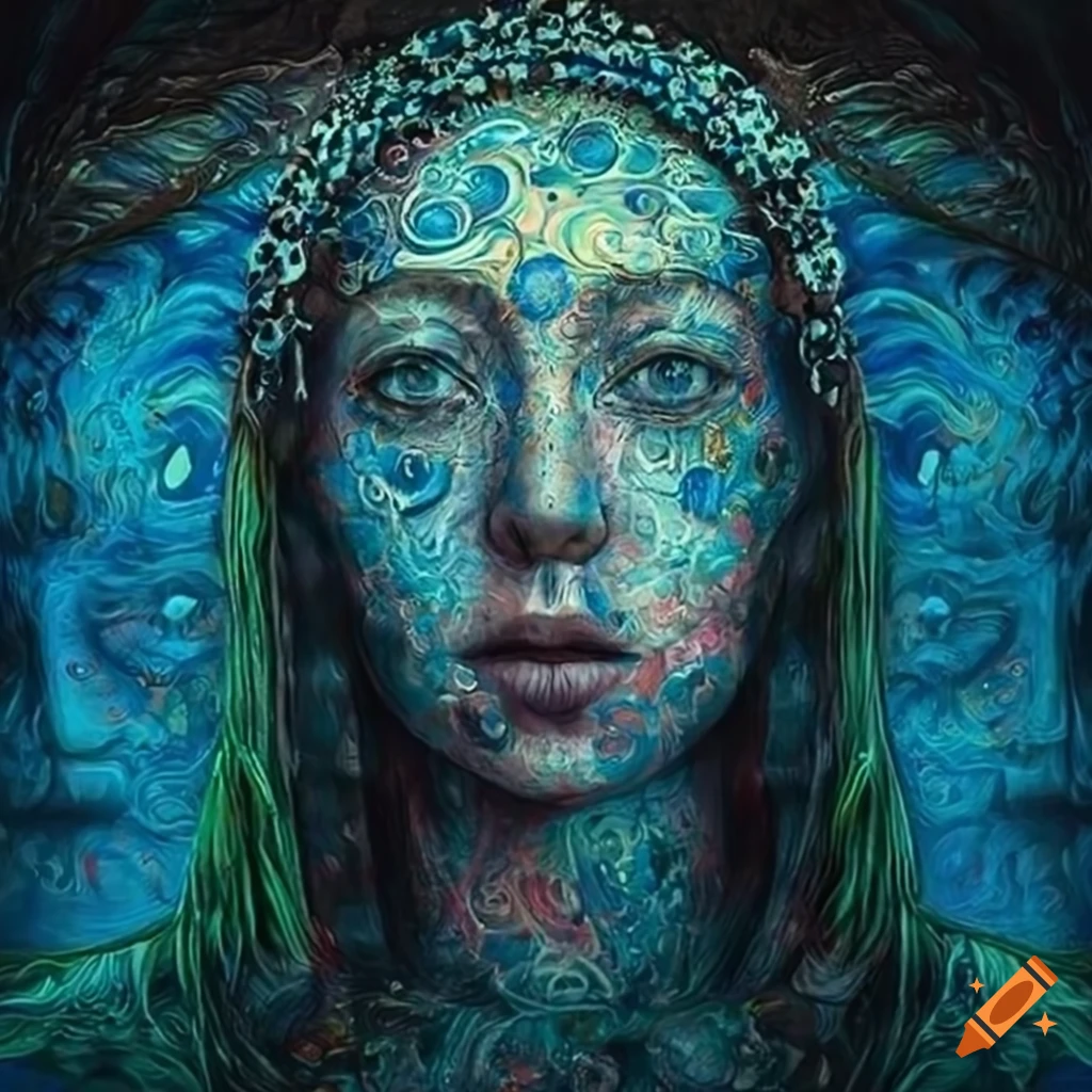 Surreal portrait of a mathematician studying the quadrivium knowledge