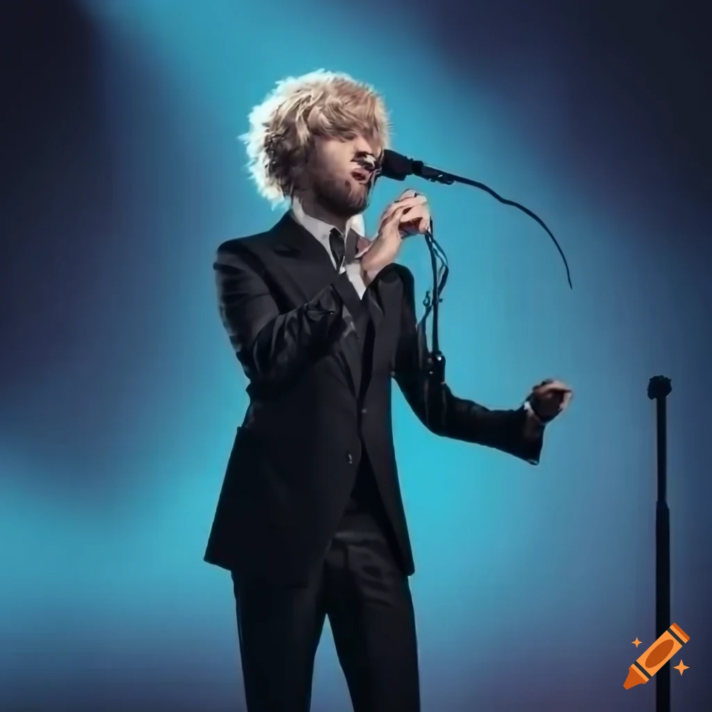 man with microphone on music stage
