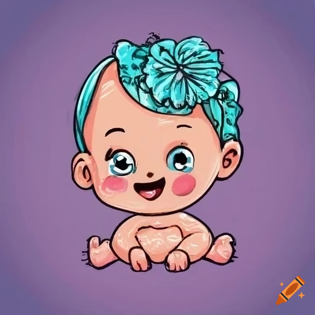 cheerful doodle of a cute baby
