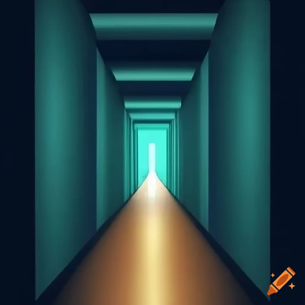Abstract Hallway With A Glowing Circular End On Craiyon