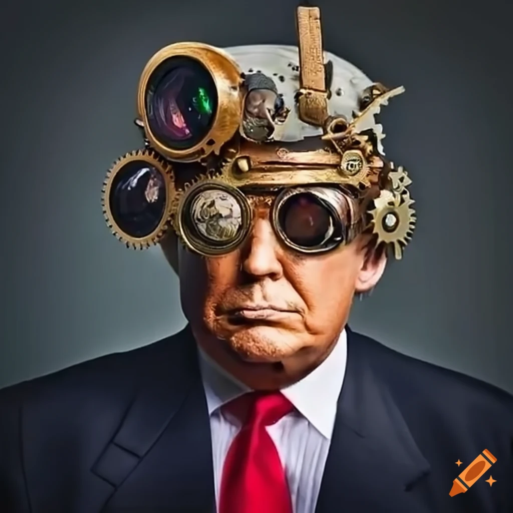 Donald trump wearing steampunk goggles on Craiyon