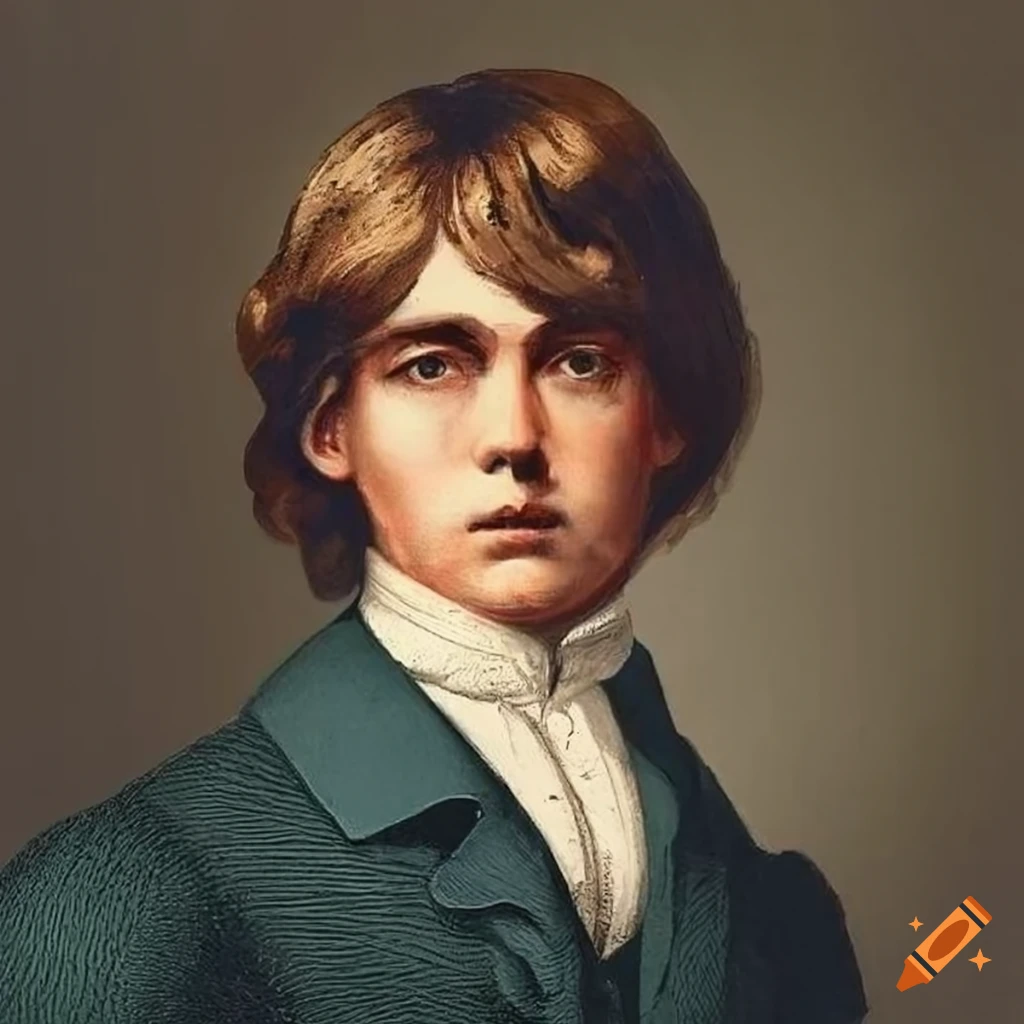 Portrait of a victorian england man with long shiny hair and period ...