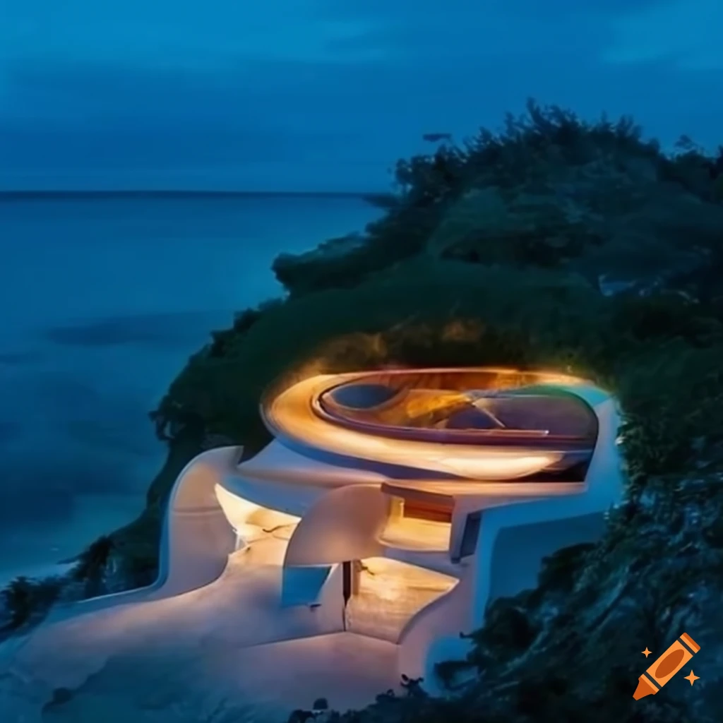 futuristic villa overlooking the beach in Cancun