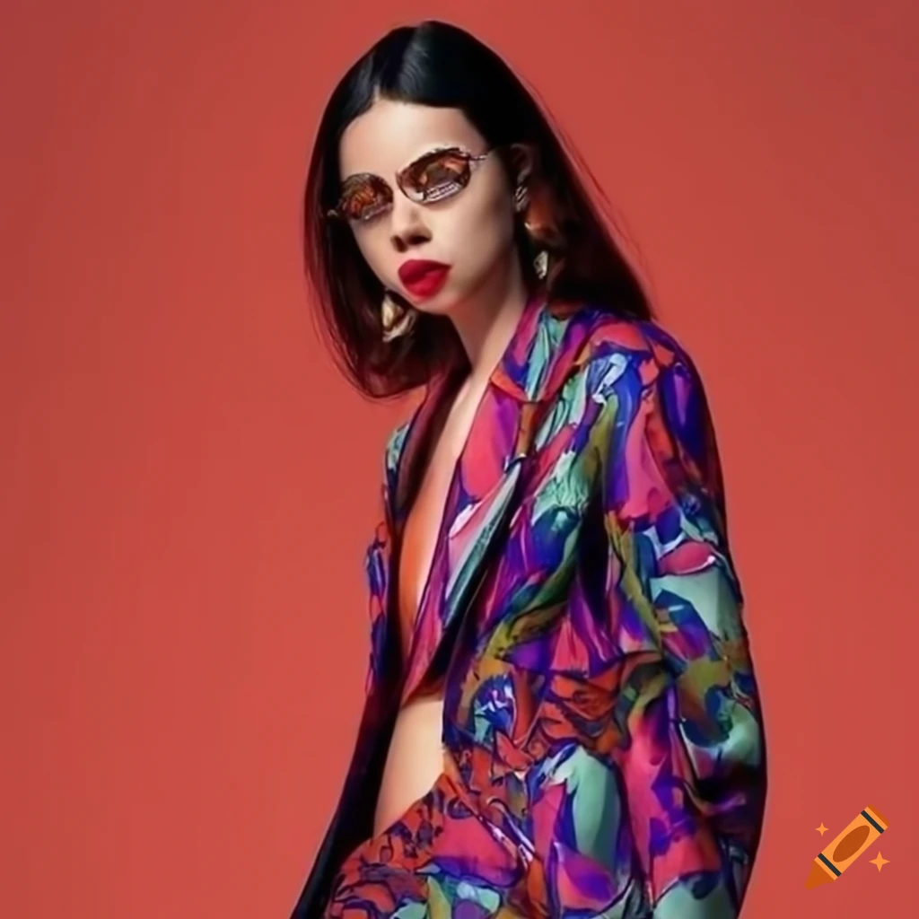 Colorful oversized women's suit with flower print on Craiyon