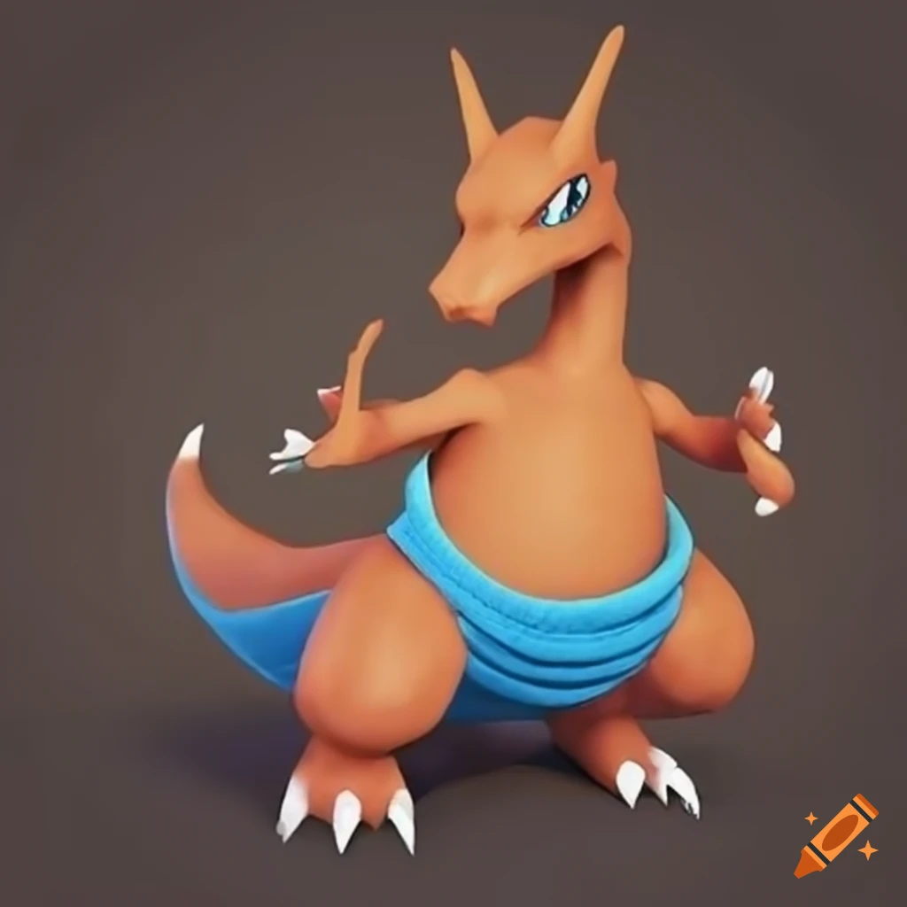 charizard wearing a sweater and pants