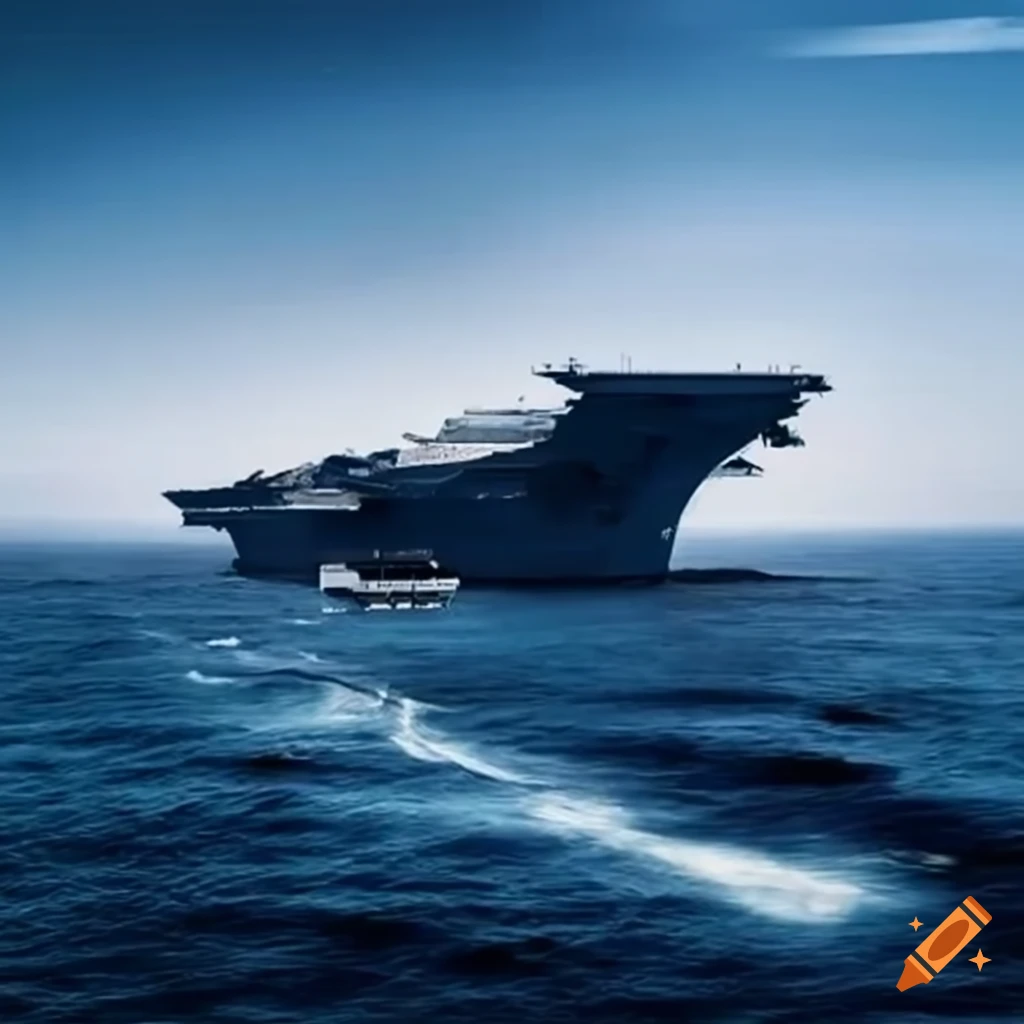 Futuristic aircraft carrier with advanced technology on Craiyon