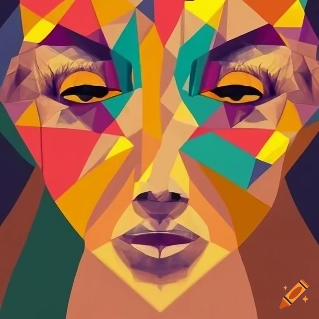vibrant cubist portrait of a sunrise